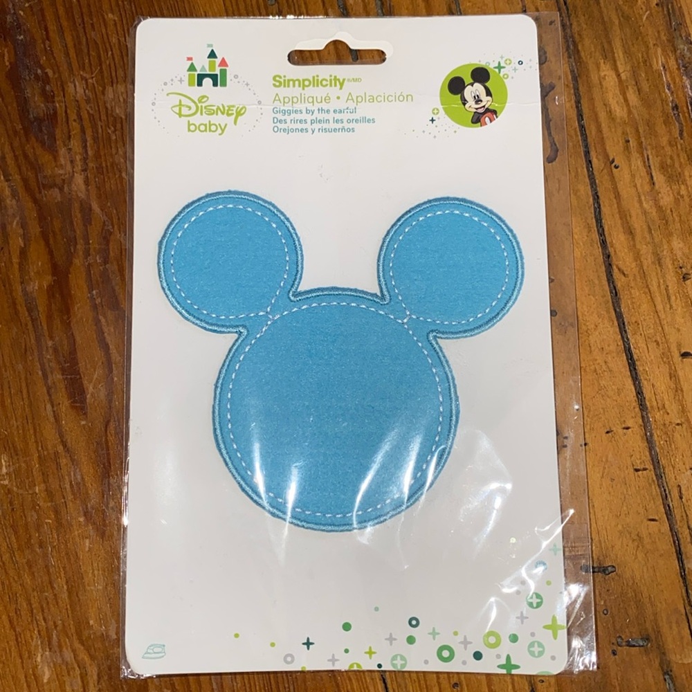Disney Mickey Mouse Simplicity Iron On Applique Mickey Blue Silhouette - New